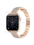 Rhinestone Aluminium Alloy Watch Band Metal Strap Bracelet for Apple Watch Series 10 42mm / 9 8 7 41mm / 6 5 4 SE SE (2022) SE (2023) 40mm / 3 2 1 38mm - Rose SE(2022) Gold