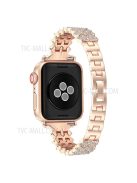 Rhinestone Aluminium Alloy Watch Band Metal Strap Bracelet for Apple Watch Series 10 42mm / 9 8 7 41mm / 6 5 4 SE SE (2022) SE (2023) 40mm / 3 2 1 38mm - Rose SE(2022) Gold