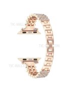 Rhinestone Aluminium Alloy Watch Band Metal Strap Bracelet for Apple Watch Series 10 42mm / 9 8 7 41mm / 6 5 4 SE SE (2022) SE (2023) 40mm / 3 2 1 38mm - Rose SE(2022) Gold