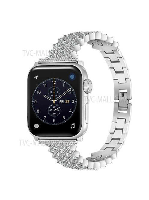 Rhinestone Aluminium Alloy Watch Band Metal Strap Bracelet for Apple Watch Series 10 42mm / 9 8 7 41mm / 6 5 4 SE SE (2022) SE (2023) 40mm / 3 2 1 38mm - Silver