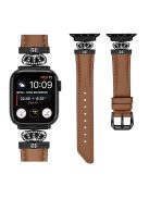 Rhinestone Band for Apple Watch Series 10 42mm / 9 8 7 41mm / SE (2023) SE (2022) SE 6 5 4 40mm / 3 2 1 38mm Black Buckle Watch Strap - Brown