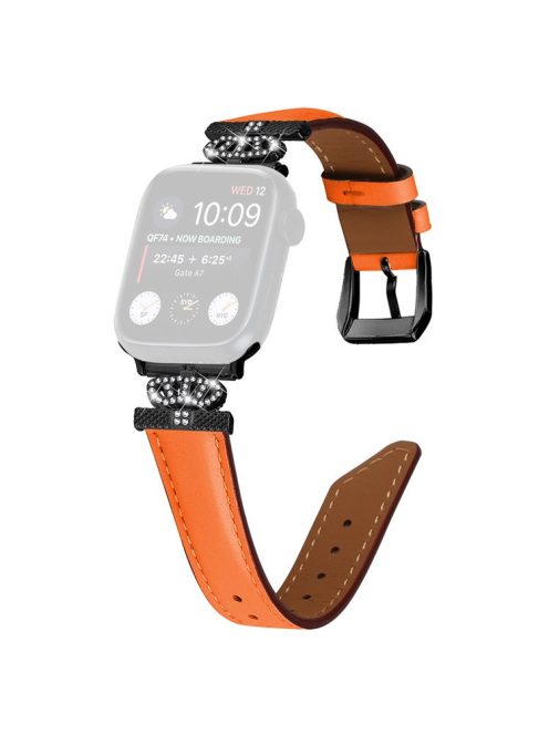 Rhinestone Band for Apple Watch Series 10 42mm / 9 8 7 41mm / SE (2023) SE (2022) SE 6 5 4 40mm / 3 2 1 38mm Black Buckle Watch Strap - Orange