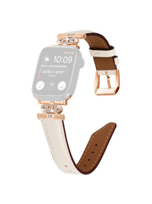 Rhinestone Band for Apple Watch Series 10 46mm / Ultra 2 Ultra 49mm /  Series 9 8 7 45mm / 6 5 4 SE (2023) SE (2022) SE 44mm / 3 2 1 42mm Dressy Watch Strap with Rose Gold Buckle - Apricot