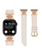 Rhinestone Band for Apple Watch Series 10 46mm / Ultra 2 Ultra 49mm /  Series 9 8 7 45mm / 6 5 4 SE (2023) SE (2022) SE 44mm / 3 2 1 42mm Dressy Watch Strap with Rose Gold Buckle - Apricot