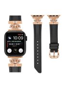 Rhinestone Band for Apple Watch Series 10 46mm / Ultra 2 Ultra 49mm /  Series 9 8 7 45mm / 6 5 4 SE (2023) SE (2022) SE 44mm / 3 2 1 42mm Dressy Watch Strap with Rose Gold Buckle - Black