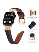 Rhinestone Band for Apple Watch Series 10 46mm / Ultra 2 Ultra 49mm /  Series 9 8 7 45mm / 6 5 4 SE (2023) SE (2022) SE 44mm / 3 2 1 42mm Dressy Watch Strap with Rose Gold Buckle - Black