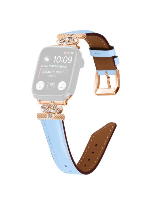 Rhinestone Band for Apple Watch Series 10 46mm / Ultra 2 Ultra 49mm /  Series 9 8 7 45mm / 6 5 4 SE (2023) SE (2022) SE 44mm / 3 2 1 42mm Dressy Watch Strap with Rose Gold Buckle - Blue