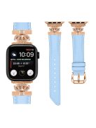 Rhinestone Band for Apple Watch Series 10 46mm / Ultra 2 Ultra 49mm /  Series 9 8 7 45mm / 6 5 4 SE (2023) SE (2022) SE 44mm / 3 2 1 42mm Dressy Watch Strap with Rose Gold Buckle - Blue