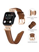 Rhinestone Band for Apple Watch Series 10 46mm / Ultra 2 Ultra 49mm /  Series 9 8 7 45mm / 6 5 4 SE (2023) SE (2022) SE 44mm / 3 2 1 42mm Dressy Watch Strap with Rose Gold Buckle - Brown