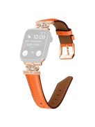 Rhinestone Band for Apple Watch Series 10 46mm / Ultra 2 Ultra 49mm /  Series 9 8 7 45mm / 6 5 4 SE (2023) SE (2022) SE 44mm / 3 2 1 42mm Dressy Watch Strap with Rose Gold Buckle - Orange