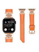 Rhinestone Band for Apple Watch Series 10 46mm / Ultra 2 Ultra 49mm /  Series 9 8 7 45mm / 6 5 4 SE (2023) SE (2022) SE 44mm / 3 2 1 42mm Dressy Watch Strap with Rose Gold Buckle - Orange