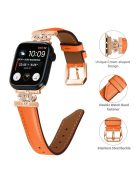 Rhinestone Band for Apple Watch Series 10 46mm / Ultra 2 Ultra 49mm /  Series 9 8 7 45mm / 6 5 4 SE (2023) SE (2022) SE 44mm / 3 2 1 42mm Dressy Watch Strap with Rose Gold Buckle - Orange