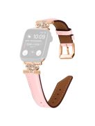 Rhinestone Band for Apple Watch Series 10 46mm / Ultra 2 Ultra 49mm /  Series 9 8 7 45mm / 6 5 4 SE (2023) SE (2022) SE 44mm / 3 2 1 42mm Dressy Watch Strap with Rose Gold Buckle - Pink