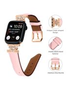 Rhinestone Band for Apple Watch Series 10 46mm / Ultra 2 Ultra 49mm /  Series 9 8 7 45mm / 6 5 4 SE (2023) SE (2022) SE 44mm / 3 2 1 42mm Dressy Watch Strap with Rose Gold Buckle - Pink