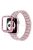 Rhinestone Decor 3 Beads Stainless Steel Watchband + Double Row Rhinestone PC Watch Case Protective Cover for Apple Watch Series 7 45mm - Rose Pink