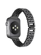 Rhinestone Decor 5-Bead Metal Watch Strap Replacement for Apple Watch Series 10 42mm / 9 8 7 41mm / 6 5 4 SE SE (2022) SE (2023) 40mm / 3 2 1 38mm - Black