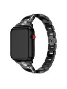 Rhinestone Decor Aluminum Alloy Smart Watch Replacement Strap for Apple Watch Series 10 46mm / Ultra 2 Ultra 49mm / 9 8 7 45mm / SE (2023) SE (2022) SE 6 5 4 44mm / 3 2 1 42mm - Black