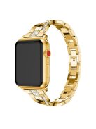 Rhinestone Decor Aluminum Alloy Smart Watch Replacement Strap for Apple Watch Series 10 46mm / Ultra 2 Ultra 49mm / 9 8 7 45mm / SE (2023) SE (2022) SE 6 5 4 44mm / 3 2 1 42mm - Gold