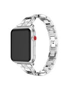 Rhinestone Decor Aluminum Alloy Smart Watch Replacement Strap for Apple Watch Series 10 46mm / Ultra 2 Ultra 49mm / 9 8 7 45mm / SE (2023) SE (2022) SE 6 5 4 44mm / 3 2 1 42mm - Silver