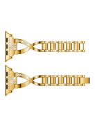 Rhinestone Decor Aluminum Alloy Smart Watch Strap for Apple Watch Series 8 / 7 41mm /  Series 6 / SE / SE(2022) / 5 / 4 40mm / Series 3 / 2 / 1 38mm - Gold