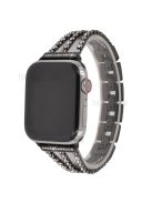 Rhinestone Decor Aluminum Alloy Watch Strap Accessory for Apple Watch Series 10 42mm / 9 8 7 41mm / SE (2023) SE (2022) SE 6 5 4 40mm / 3 2 1 38mm - Black