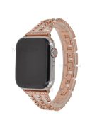 Rhinestone Decor Aluminum Alloy Watch Strap Accessory for Apple Watch Series 10 42mm / 9 8 7 41mm / SE (2023) SE (2022) SE 6 5 4 40mm / 3 2 1 38mm - Rose Gold