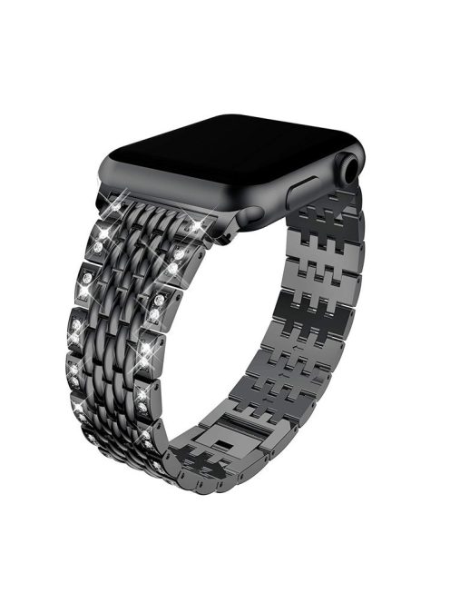 Rhinestone Decor Metal Smart Watch Strap for Apple Watch Series 10 42mm / 9 8 7 41mm / SE (2023) SE (2022) SE 6 5 4 40mm / 3 2 1 38mm - Black