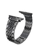 Rhinestone Decor Metal Smart Watch Strap for Apple Watch Series 10 42mm / 9 8 7 41mm / SE (2023) SE (2022) SE 6 5 4 40mm / 3 2 1 38mm - Black