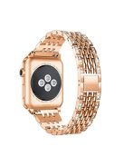 Rhinestone Decor Metal Smart Watch Strap for Apple Watch Series 10 42mm / 9 8 7 41mm / SE (2023) SE (2022) SE 6 5 4 40mm / 3 2 1 38mm - Rose Gold