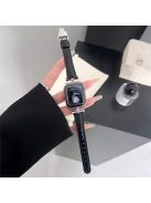 Rhinestone Decor Strap For Apple Watch Series 10 42mm / 9 8 7 41mm / SE (2023) SE (2022) SE 6 5 4 40mm / 3 2 1 38mm Genuine Cow Leather Band - Black