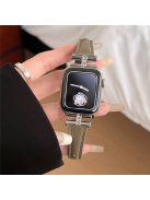 Rhinestone Decor Strap For Apple Watch Series 10 42mm / 9 8 7 41mm / SE (2023) SE (2022) SE 6 5 4 40mm / 3 2 1 38mm Genuine Cow Leather Band - Coffee