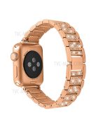 Rhinestone Decor Watch Band Stainless Steel Strap Bracelet for Apple Watch Series 10 42mm / 9 8 7 41mm / 6 5 4 SE SE (2022) SE (2023) 40mm / 3 2 1 38mm - Gold