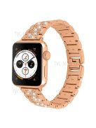 Rhinestone Decor Watch Band Stainless Steel Strap Bracelet for Apple Watch Series 10 42mm / 9 8 7 41mm / 6 5 4 SE SE (2022) SE (2023) 40mm / 3 2 1 38mm - Gold