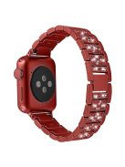 Rhinestone Decor Watch Band Stainless Steel Strap Bracelet for Apple Watch Series 10 42mm / 9 8 7 41mm / 6 5 4 SE SE (2022) SE (2023) 40mm / 3 2 1 38mm - Red