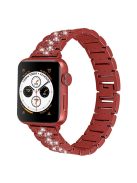 Rhinestone Decor Watch Band Stainless Steel Strap Bracelet for Apple Watch Series 10 42mm / 9 8 7 41mm / 6 5 4 SE SE (2022) SE (2023) 40mm / 3 2 1 38mm - Red