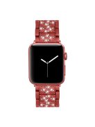 Rhinestone Decor Watch Band Stainless Steel Strap Bracelet for Apple Watch Series 10 42mm / 9 8 7 41mm / 6 5 4 SE SE (2022) SE (2023) 40mm / 3 2 1 38mm - Red