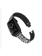 Rhinestone Decor Zinc Alloy Smart Watch Band Strap Replacement for Apple Watch Ultra 49mm / Ultra 2 49mm / Series 9 45mm / SE (2023) 44mm / Series 8 / 7 45mm / Series 6 / SE / SE (2022) / 5 / 4 44mm / Series 1 / 2 / 3 42mm - Black