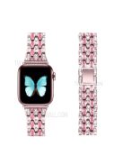 Rhinestone Decor Zinc Alloy Smart Watch Band Strap Replacement for Apple Watch Ultra 49mm / Ultra 2 49mm / Series 9 45mm / SE (2023) 44mm / Series 8 / 7 45mm / Series 6 / SE / SE (2022) / 5 / 4 44mm / Series 1 / 2 / 3 42mm - Pink / Rose