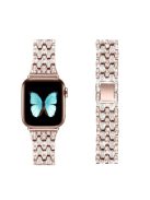 Rhinestone Decor Zinc Alloy Smart Watch Band Strap Replacement for Apple Watch Ultra 49mm / Ultra 2 49mm / Series 9 45mm / SE (2023) 44mm / Series 8 / 7 45mm / Series 6 / SE / SE (2022) / 5 / 4 44mm / Series 1 / 2 / 3 42mm - Rose Gold