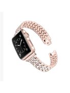 Rhinestone Decor Zinc Alloy Smart Watch Band Strap Replacement for Apple Watch Ultra 49mm / Ultra 2 49mm / Series 9 45mm / SE (2023) 44mm / Series 8 / 7 45mm / Series 6 / SE / SE (2022) / 5 / 4 44mm / Series 1 / 2 / 3 42mm - Rose Gold