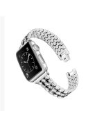 Rhinestone Decor Zinc Alloy Smart Watch Band Strap Replacement for Apple Watch Ultra 49mm / Ultra 2 49mm / Series 9 45mm / SE (2023) 44mm / Series 8 / 7 45mm / Series 6 / SE / SE (2022) / 5 / 4 44mm / Series 1 / 2 / 3 42mm - Silver / Black