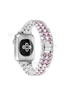 Rhinestone Decor Zinc Alloy Smart Watch Band Strap Replacement for Apple Watch Ultra 49mm / Ultra 2 49mm / Series 9 45mm / SE (2023) 44mm / Series 8 / 7 45mm / Series 6 / SE / SE (2022) / 5 / 4 44mm / Series 1 / 2 / 3 42mm - Silver / Rose