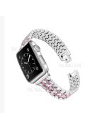 Rhinestone Decor Zinc Alloy Smart Watch Band Strap Replacement for Apple Watch Ultra 49mm / Ultra 2 49mm / Series 9 45mm / SE (2023) 44mm / Series 8 / 7 45mm / Series 6 / SE / SE (2022) / 5 / 4 44mm / Series 1 / 2 / 3 42mm - Silver / Rose