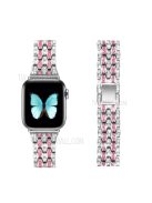 Rhinestone Decor Zinc Alloy Smart Watch Band Strap Replacement for Apple Watch Ultra 49mm / Ultra 2 49mm / Series 9 45mm / SE (2023) 44mm / Series 8 / 7 45mm / Series 6 / SE / SE (2022) / 5 / 4 44mm / Series 1 / 2 / 3 42mm - Silver / Rose