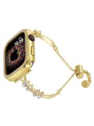 Rhinestone Flower Copper Band for Apple Watch 10 46mm / Ultra 2 / Ultra 49mm / 9 8 7 45mm / SE (2023) SE (2022) SE 6 5 4 44mm / 3 2 1 42mm Bracelet - Gold