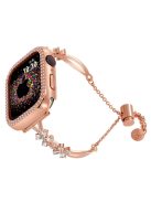 Rhinestone Flower Copper Band for Apple Watch 10 46mm / Ultra 2 / Ultra 49mm / 9 8 7 45mm / SE (2023) SE (2022) SE 6 5 4 44mm / 3 2 1 42mm Bracelet - Rose Gold