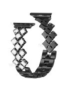 Rhinestone Rhombus Stainless Steel Watch Strap Replacement for Apple Watch Series 10 42mm / 9 8 7 41mm / 6 5 4 SE SE (2022) SE (2023) 40mm / 3 2 1 38mm - Black