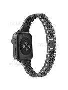 Rhinestones Decor Seven Beads Metal Smart Watch Band for Apple Watch Series 10 42mm / 9 8 7 41mm / 6 5 4 SE SE (2022) SE (2023) 40mm / 3 2 1 38mm - Black