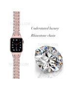 Rhinestones Decor Seven Beads Metal Smart Watch Band for Apple Watch Series 10 42mm / 9 8 7 41mm / 6 5 4 SE SE (2022) SE (2023) 40mm / 3 2 1 38mm - Rose Pink