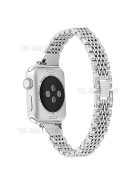 Rhinestones Decor Seven Beads Metal Smart Watch Band for Apple Watch Series 10 42mm / 9 8 7 41mm / 6 5 4 SE SE (2022) SE (2023) 40mm / 3 2 1 38mm - Silver